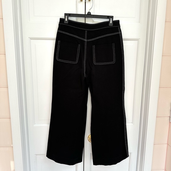Zara Contrast Stitching Black Wide Leg Pants - Picture 8 of 11